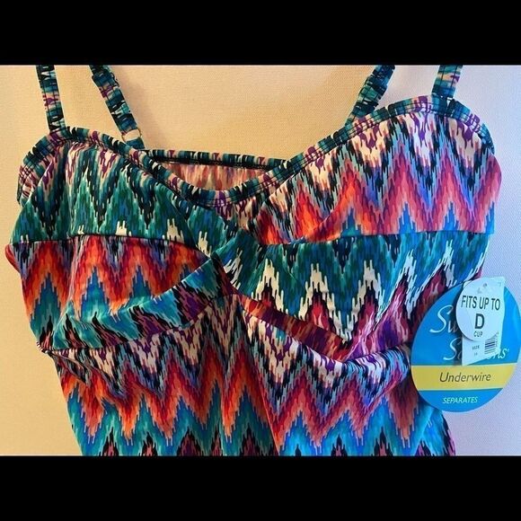 Swim solutions twister Bra printed  tankini Top - Picture 6 of 7